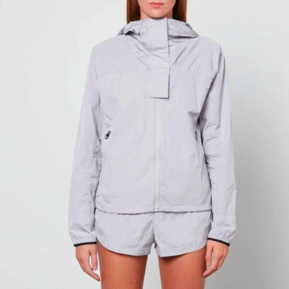 VARLEY TERRACE Hooded Windbreaker Jacket Metallic Ash Grey Long SLeeve Med NWT - Picture 2 of 6